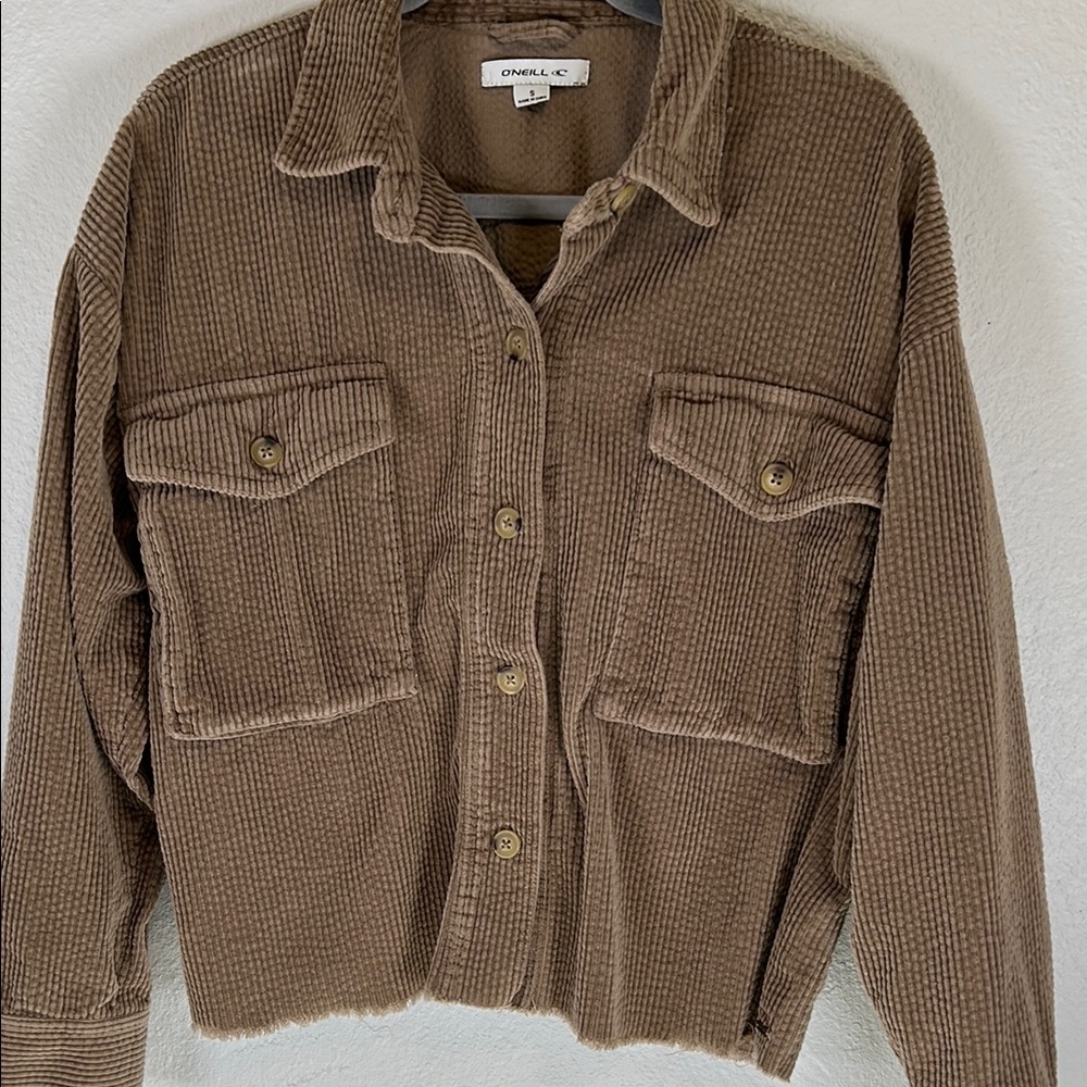 O’Neill Women’s Small corduroy button up jacket brown EUC